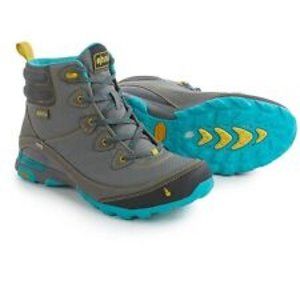 Ahnu Sugarpine Gray/Teal blue Waterproof Leather Vibram leather Hiking Boots